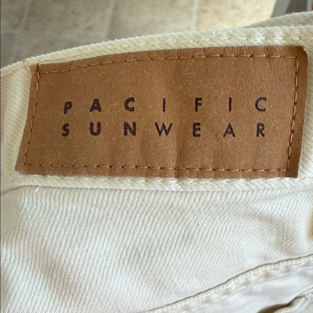PacSun Women's Patchwork Straight Leg Jeans - Cream and Brown - Picture 8 of 11